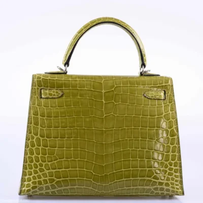 Hermès Kelly 25 Sellier Vert Anis Shiny Niloticus Crocodile Palladium Hardware