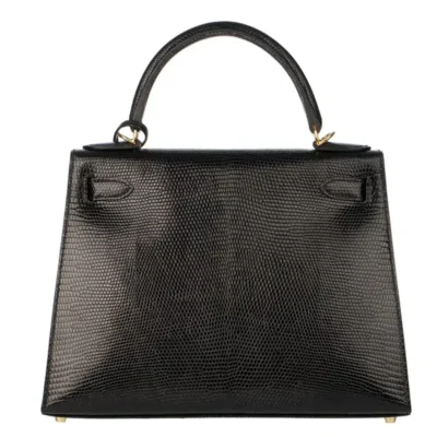 Hermès Kelly 28 Black Niloticus Lizard Gold Hardware