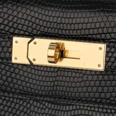 Hermès Kelly 28 Black Niloticus Lizard Gold Hardware