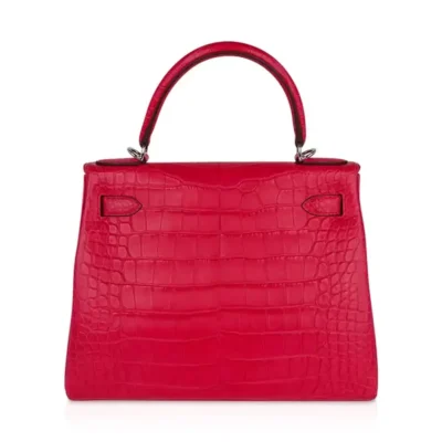 Hermès Kelly 28 Retourn Rose Extreme Matte Alligator Mississippiensis Palladium Hardware