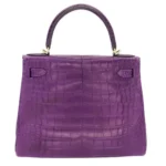 Hermès Kelly 28 Retourne Amethyst Matte Alligator Mississippiensis Gold Hardware