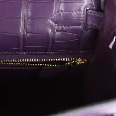 Hermès Kelly 28 Retourne Amethyst Matte Alligator Mississippiensis Gold Hardware