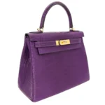 Hermès Kelly 28 Retourne Amethyst Matte Alligator Mississippiensis Gold Hardware