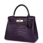 Hermès Kelly 28 Retourne Amethyst Matte Alligator Mississippiensis Gold Hardware