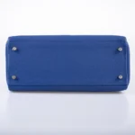 Hermès Limited Edition Kelly 28 Retourne Blue Electric, Yellow and Black Togo Au Galop Palladium Hardware