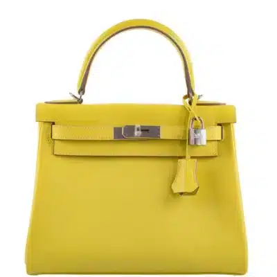 Hermès Kelly 28 Retourne Lime Evercolor Palladium Hardware