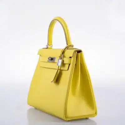 Hermès Kelly 28 Retourne Lime Evercolor Palladium Hardware