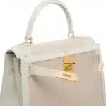 Hermès Kelly 28 HSS Sellier Beige/White Canvas & Epsom Gold Hardware