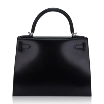 Hermès Kelly 28 Sellier Black Box Calfskin Palladium Hardware