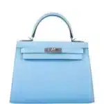 Hermès Kelly 28 Sellier Bleu Celeste Epsom Palladium Hardware Quality Rep