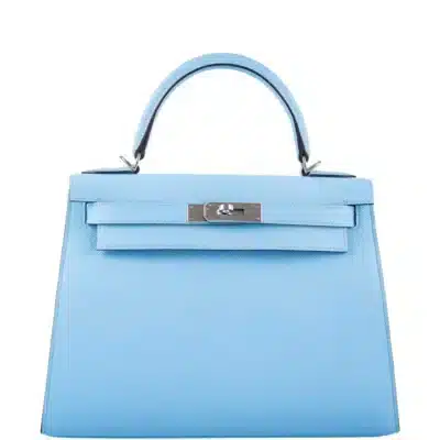 Hermès Kelly 28 Sellier Bleu Celeste Epsom Palladium Hardware Quality Rep