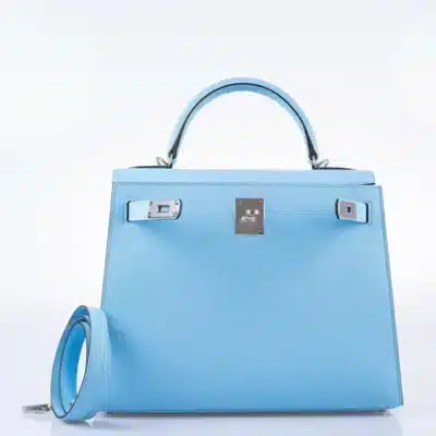 Hermès Kelly 28 Sellier Bleu Celeste Epsom front2