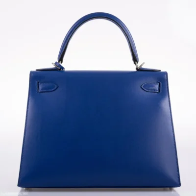 Hermès Kelly 28 Sellier Blue Electric Tadelakt Palladium Hardware Lushentic Replica