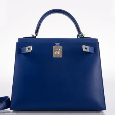 Hermès Kelly 28 Sellier Blue Electric Tadelakt front2