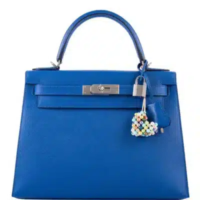 Hermès Kelly 28 Sellier Blue France Epsom Palladium Hardware High-quality replica