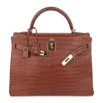 Hermès Kelly 32 Fauve Barenia Matte Niloticus Crocodile Gold Hardware