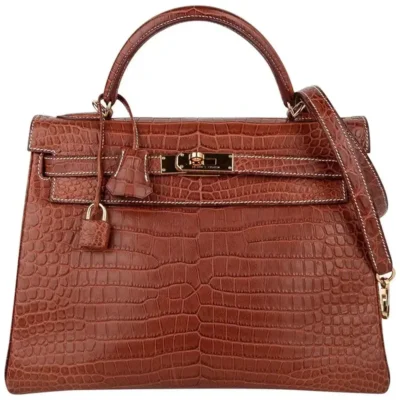 Hermès Kelly 32 Fauve Barenia Matte Niloticus Crocodile Gold Hardware