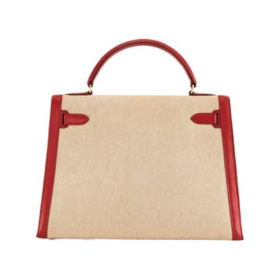 Hermès Kelly 32 Red and Cream Beige Epsom Gold Hardware