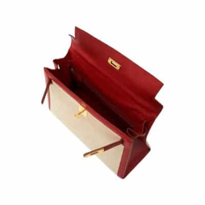 Hermès Kelly 32 Red And Cream Beige Epsom Gold Side2