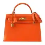 Hermès Kelly 32 Sellier Feu Lush Orange Epsom Gold Hardware