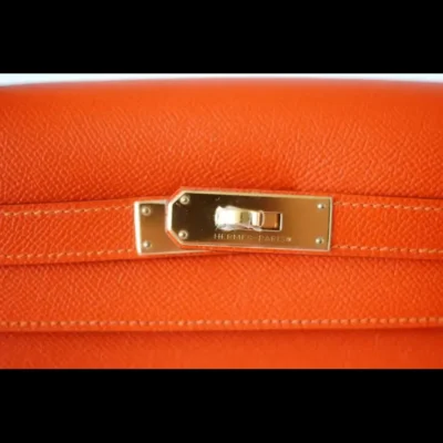 Hermès Kelly 32 Sellier Feu Lush Orange Epsom Gold Hardware