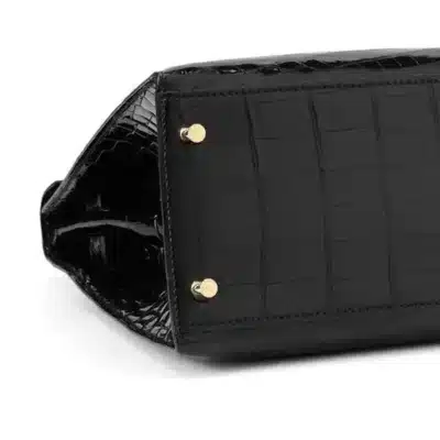 Hermès Kelly 32 Sellier Noir Black Shiny Niloticus Crocodile Gold Hardware