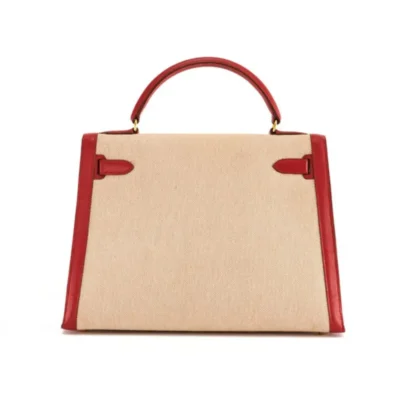 Hermès Kelly 32 Toile Rouge Courchevel Gold Hardware