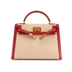 Hermès Kelly 32 Toile Rouge Courchevel Gold Hardware