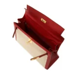 Hermès Kelly 32 Toile Rouge Courchevel Gold Hardware