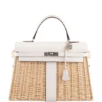 Hermès Kelly 35 Picnic Nata Swift & Osier Wicker Palladium Hardware