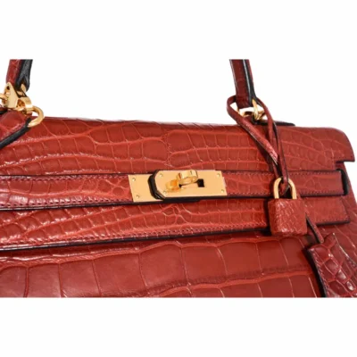 Hermès Kelly 35 Rouge H Matte Alligator Mississippiensis Gold Hardware