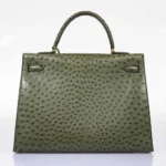 Hermès Kelly 35 Sellier Vert Olive Ostrich Gold Hardware