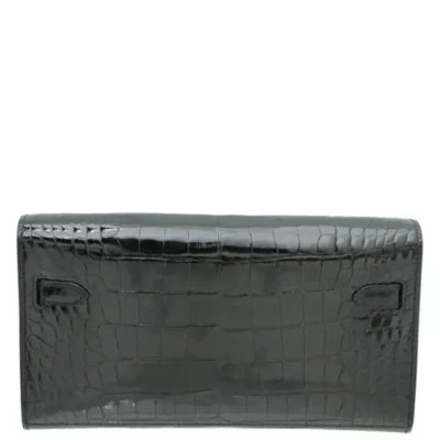 Hermès Kelly Elan Black Shiny Porosus Crocodile back1