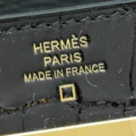 Hermès Kelly 28 Elan Black Shiny Porosus Crocodile Palladium Hardware