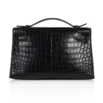 Hermès Kelly Pochette Black Matte Niloticus Crocodile Palladium Hardware