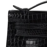 Hermès Kelly Pochette Black Matte Niloticus Crocodile Palladium Hardware