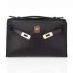 Hermès Kelly Pochette Black Swift Gold Hardware Lushentic Bags