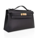 Hermès Kelly Pochette Black Swift Gold Hardware Lushentic Bags