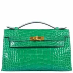 Hermès Kelly Pochette Cactus Emerald Shiny Alligator Mississippiensis Gold Hardware