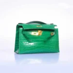 Hermès Kelly Pochette Cactus Emerald Shiny Alligator Mississippiensis Gold Hardware