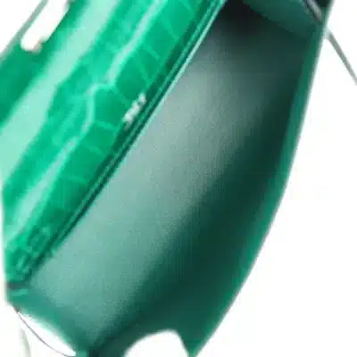 Hermès Kelly Pochette Emerald and Vert Rousseau Shiny Alligator Mississippiensis Palladium Hardware