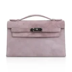 Hermès Kelly Pochette Lilac Doblis Suede Palladium Hardware