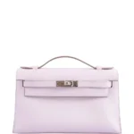 Hermès Kelly Pochette Mauve Pale Swift Palladium Hardware