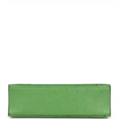 Hermès Kelly Pochette Vert Yucca Ostrich Palladium Hardware