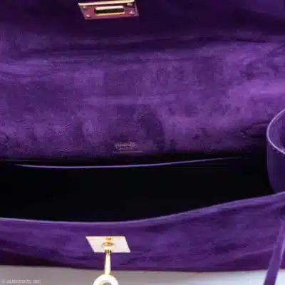 Hermès Kelly Pochette Violet Veau Doblis Suede interior