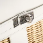 Hermès Limited Edition 2020 Mini Kelly 20 Picnic White Swift & Osier Wicker Palladium Hardware