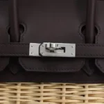 Hermès Limited Edition 2021 Birkin 25 Natural and Rouge Sellier Swift Osier Wicker Palladium Hardware