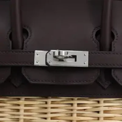 Hermès Limited Edition 2021 Birkin 25 Natural and Rouge Sellier Swift Osier Wicker Palladium Hardware