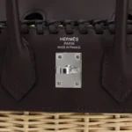 Hermès Limited Edition 2021 Birkin 25 Natural and Rouge Sellier Swift Osier Wicker Palladium Hardware