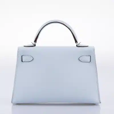 Hermès Limited Edition 2021 Mini Kelly 20 II Bleu Brume and Hydra Epsom Palladium Hardware